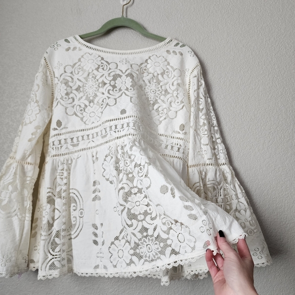 SPELL x REVOLVE sheer Clover lace blouse in white size XL - Picture 7 of 9